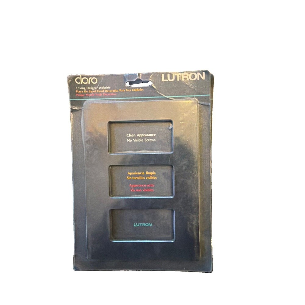 Lutron Claro CW-3-BL 3-Gang Screwless Decorator Wallplate Black Gloss Cover